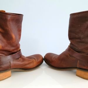 Leather calf height boots